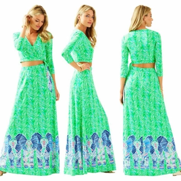 Lilly Pulitzer Dresses & Skirts - Lilly Pulitzer Green and Blue Maxi Skirt Set